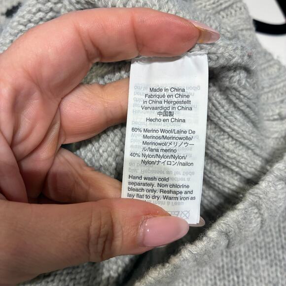 J. Crew Gray Merino Wool Fair Isle Sweater Medium - Picture 4 of 8